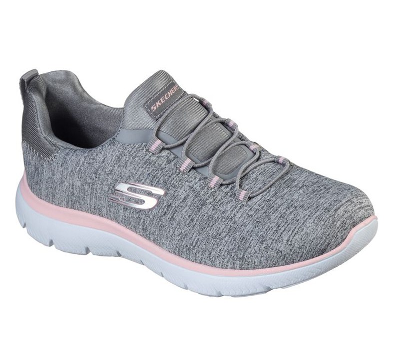 Skechers Summits - Quick Getaway - Womens Sneakers Grey/Light Pink [AU-FI0935]